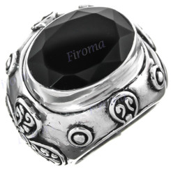 Bold Onyx 1" Wide 925 Sterling Silver Band Ring, US 6, 7