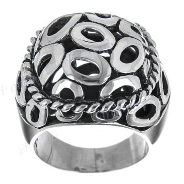 Heavy Scroll Design 925 Sterling Silver Statement Ring, US 6, 8, 8.5