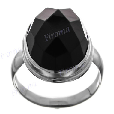 Onyx Checkerboard Cab 925 Sterling Silver Band Ring, US 5.5, 6, 7, 8