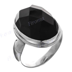 Onyx Checkerboard Cab 925 Sterling Silver Band Ring, US 5.5, 6, 7, 8