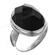Onyx Checkerboard Cab 925 Sterling Silver Band Ring, US 5.5, 6, 7, 8