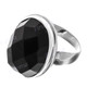 Onyx Checkerboard Cab 925 Sterling Silver Band Ring, US 5.5, 6, 7, 8