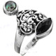 Onyx Peacock Freshwater Cultured Pearl 925 Sterling Silver Ring, US 8, 9