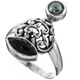 Onyx Peacock Freshwater Cultured Pearl 925 Sterling Silver Ring, US 8, 9