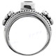 Onyx Fleur De Lis Design 925 Sterling Silver Band Ring, US 6.5, 7, 7.5, 8