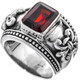 Garnet Fleur De Lis Design 925 Sterling Silver Band Ring, US 6.5, 7.5