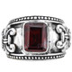 Garnet Fleur De Lis Design 925 Sterling Silver Band Ring, US 6.5, 7.5