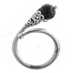 Onyx Bead 925 Sterling Silver Stacking Ring, US 6.5, 7.5, 8.5