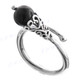 Onyx Bead 925 Sterling Silver Stacking Ring, US 6.5, 7.5, 8.5