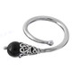 Onyx Bead 925 Sterling Silver Stacking Ring, US 6.5, 7.5, 8.5