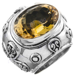 Bold Citrine 925 Sterling Silver Cocktail Ring, US 5.5, 6