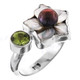 Peridot Mother Of Pearl Shell Flower Freshwater Cultured Pearl 925 Sterling Silver Ring, US 7.5, 8