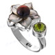 Peridot Mother Of Pearl Shell Flower Freshwater Cultured Pearl 925 Sterling Silver Ring, US 7.5, 8