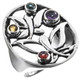 Mixed Stones Amethyst Citrine Butterfly 925 Sterling Silver Wide Ring, US 6, 7, 7.5, 8