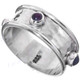 Amethyst Handmade Hammered 925 Sterling Silver Stacking Ring, US 6