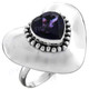 Wide Heart Amethyst 925 Sterling Silver Ring, US 6, 8