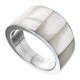 White Mother of Pearl Shell 925 Sterling Silver Band Ring