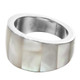 White Mother of Pearl Shell 925 Sterling Silver Band Ring
