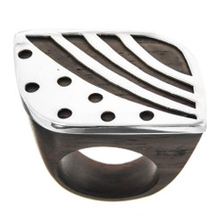 Dark Wood Contrast 925 Sterling Silver Ring