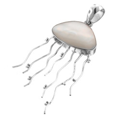 2 1/8" 925 Silver Mother Of Pearl Jellyfish us Pendant