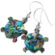 13/16" 925 Silver Paua Abalone Shell Turtle French Earrings