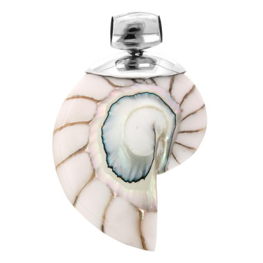 2 9/16" 925 Sterling Silver Nautilus Shell White Pendant