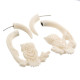 1 3/4" Bison Bone Carving Tribal Bird Owl White Earrings