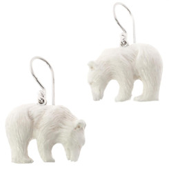 1" 925 Silver Bison Bone Bear French Wires Earrings