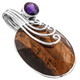 1 1/2" 925 Sterling Silver Tiger Eye Amethyst us Pendant