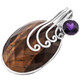 1 1/2" 925 Sterling Silver Tiger Eye Amethyst us Pendant