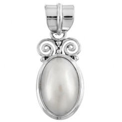 1 5/16" 925 Sterling Silver White Mabe Pearl us Pendant