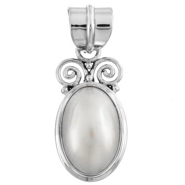 1 5/16" 925 Sterling Silver White Mabe Pearl us Pendant