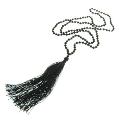 4mm Beads Nylon us 32" Black Tassel Necklace Pendant