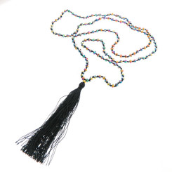 4mm Beads Nylon us 32" Peacock Tassel Necklace Pendant