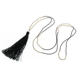 Beads Nylon us 32" Silver Black Tassel Necklace Pendant