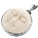 2" 925 Silver Bison Bone Moonface Carving us Pendant