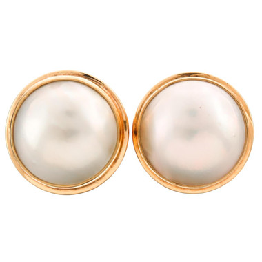 11/16" 925 Sterling Silver White Mabe Pearl Gold Earrings