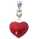 925 Silver Biwa Freshwater Pearl Red Coral Heart Pendant