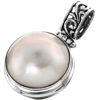 1 1/4" 925 Sterling Silver White Mabe Pearl us Pendant