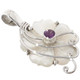 1 3/4" WHITE MOTHER OF PEARL SHELL AMETHYST FLOWER 925 STERLING SILVER pendant