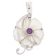 1 3/4" WHITE MOTHER OF PEARL SHELL AMETHYST FLOWER 925 STERLING SILVER pendant