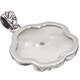 White Mother of Pearl Flower Shell Blue Topaz 925 Sterling Silver Pendant, 1 7/16"