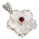1 7/16" 925 Silver Garnet Flower Shell us Red Pendant