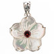 1 7/16" 925 Silver Garnet Flower Shell us Red Pendant