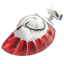 2 3/8" 925 Sterling Silver Nautilus Shell Red Pendant