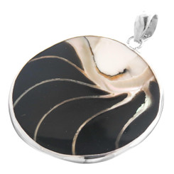 2 3/16" 925 Silver Genuine Nautilus Shell Round us Pendant
