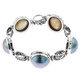 925 Sterling Silver Mabe Pearl 8" Blue Toggle Bracelet