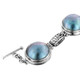 925 Sterling Silver Mabe Pearl 8" Blue Toggle Bracelet