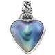 1 1/8" 925 Sterling Silver Mabe Pearl Heart us Blue Pendant