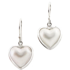 9/16" 925 Silver White Mabe Pearl Shell Heart Earrings